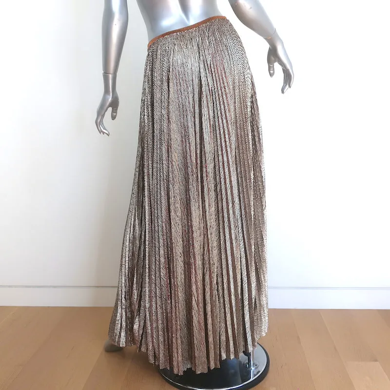 Forte Forte Pleated Maxi Skirt Gold Metallic Size 1