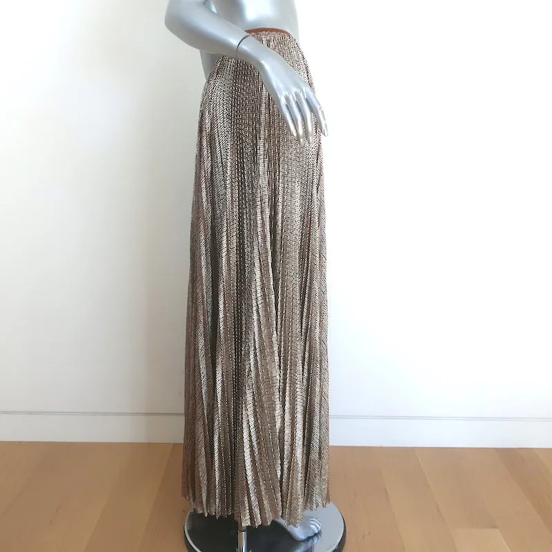 Forte Forte Pleated Maxi Skirt Gold Metallic Size 1