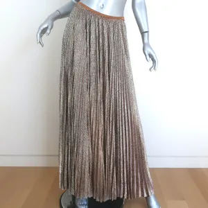 Forte Forte Pleated Maxi Skirt Gold Metallic Size 1