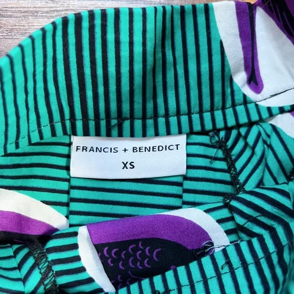 Francis   Benedict • pleated skirt African wax print cotton birds green purple