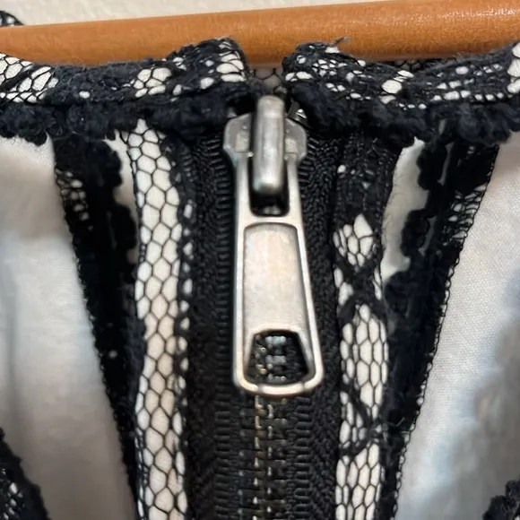 Free People Missed Connections black white fit &amp; flare mini pattern dress 6 Y2K