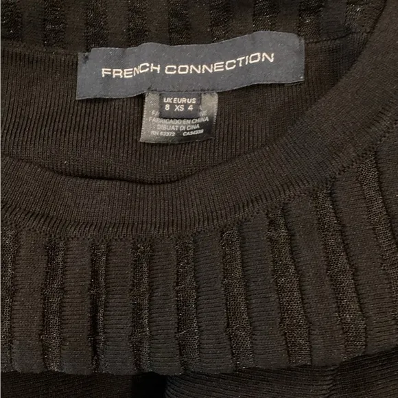 French Connection Rose Crepe Mesh Fit and Flare skater swing Dress sz 4 black