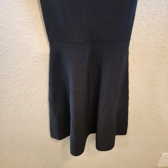 French Connection Rose Crepe Mesh Fit and Flare skater swing Dress sz 4 black