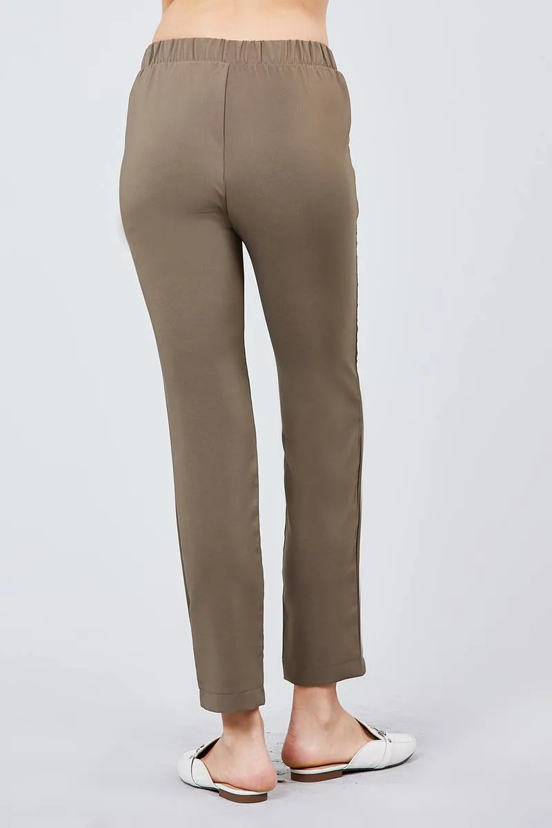 Front Ribbon Tied Pegged Long Pants