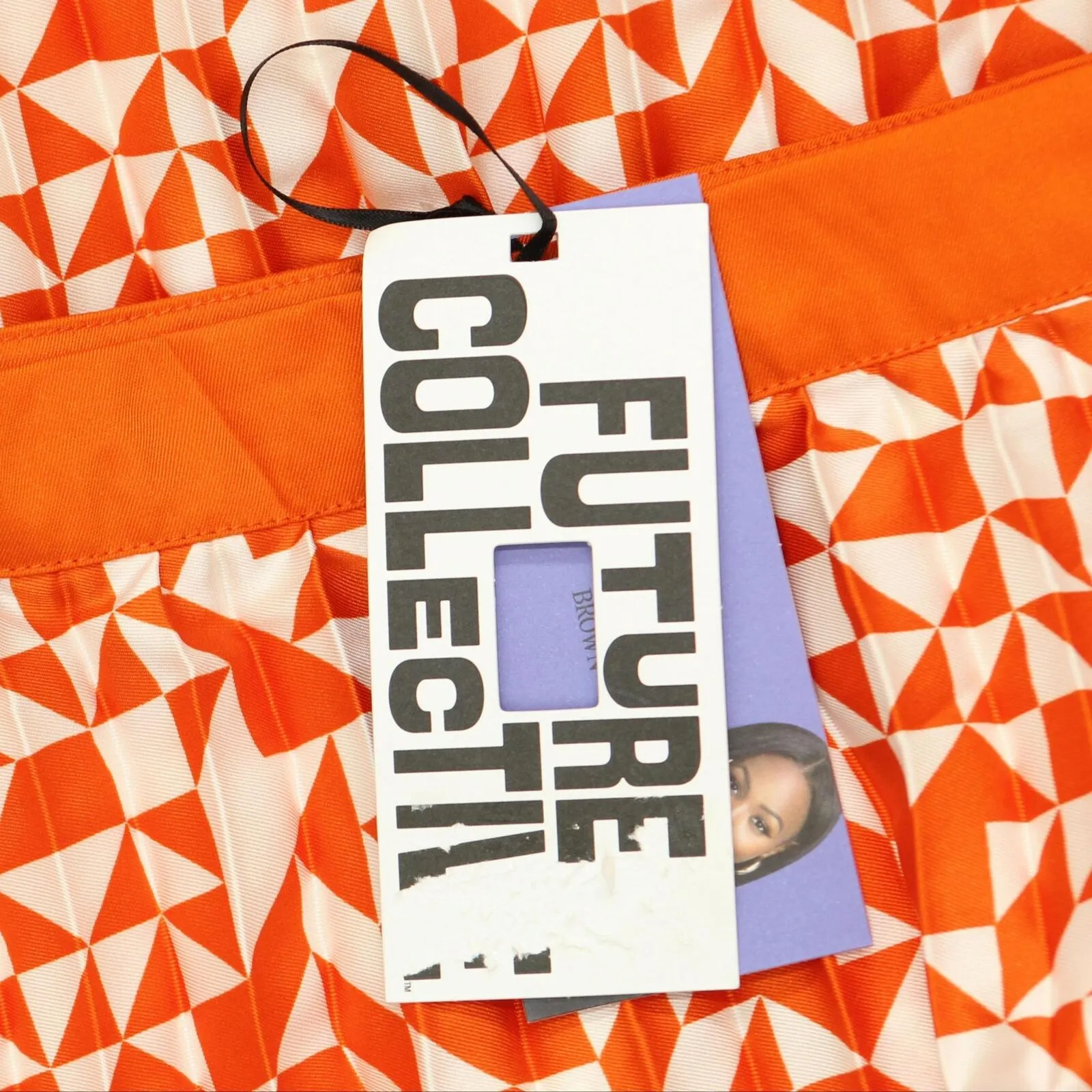 Future Collective With Kahlana Pleated A-Line Skirt Orange Geometric 24W / 26W