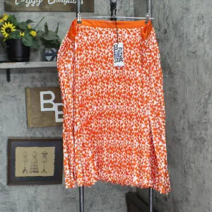 Future Collective With Kahlana Pleated A-Line Skirt Orange Geometric 24W / 26W