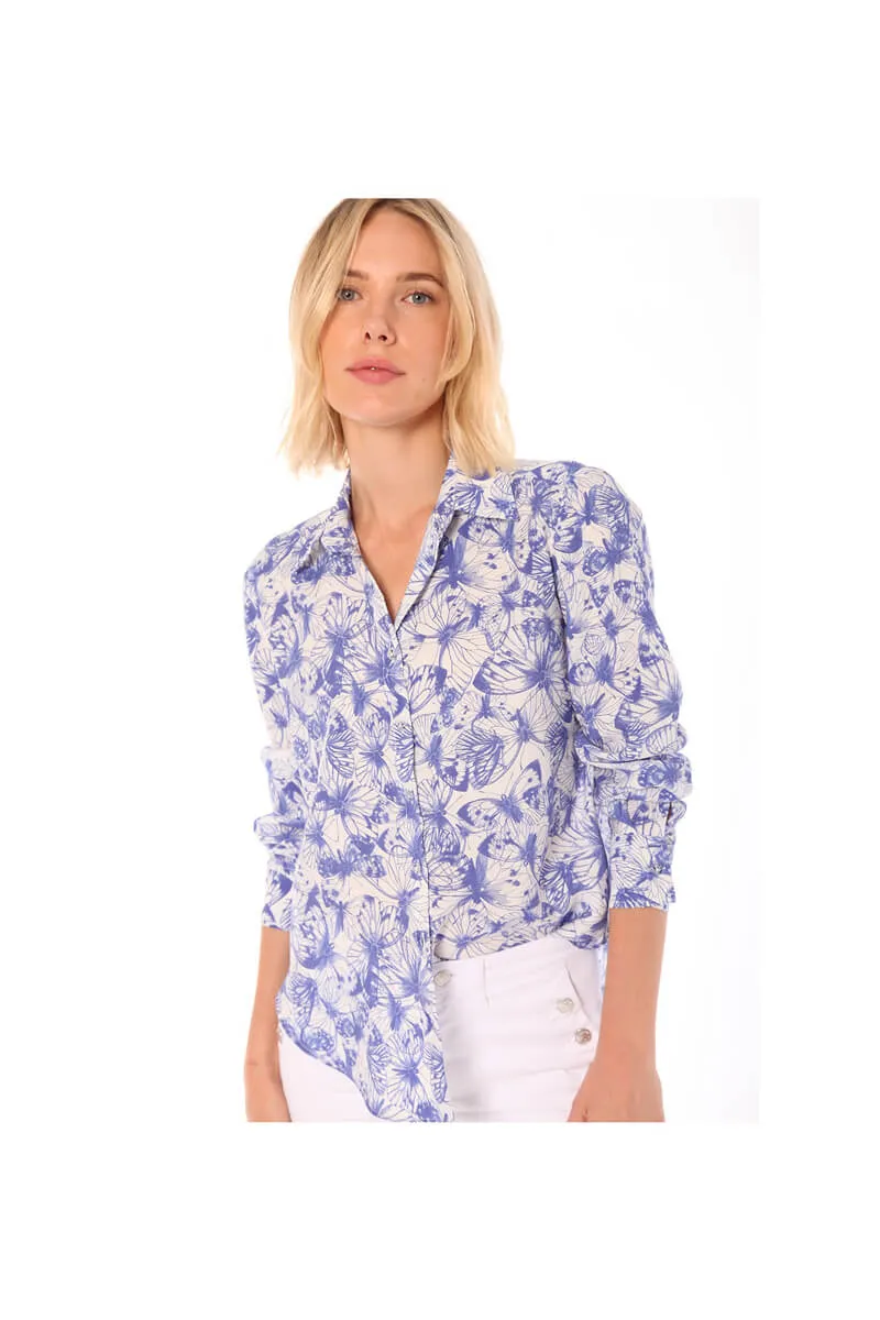 Gaby Shirt in Blue Butterfly