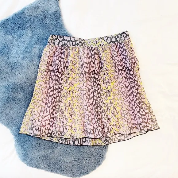 Ganni Leopard Print Pleated Skirt in Multicolor