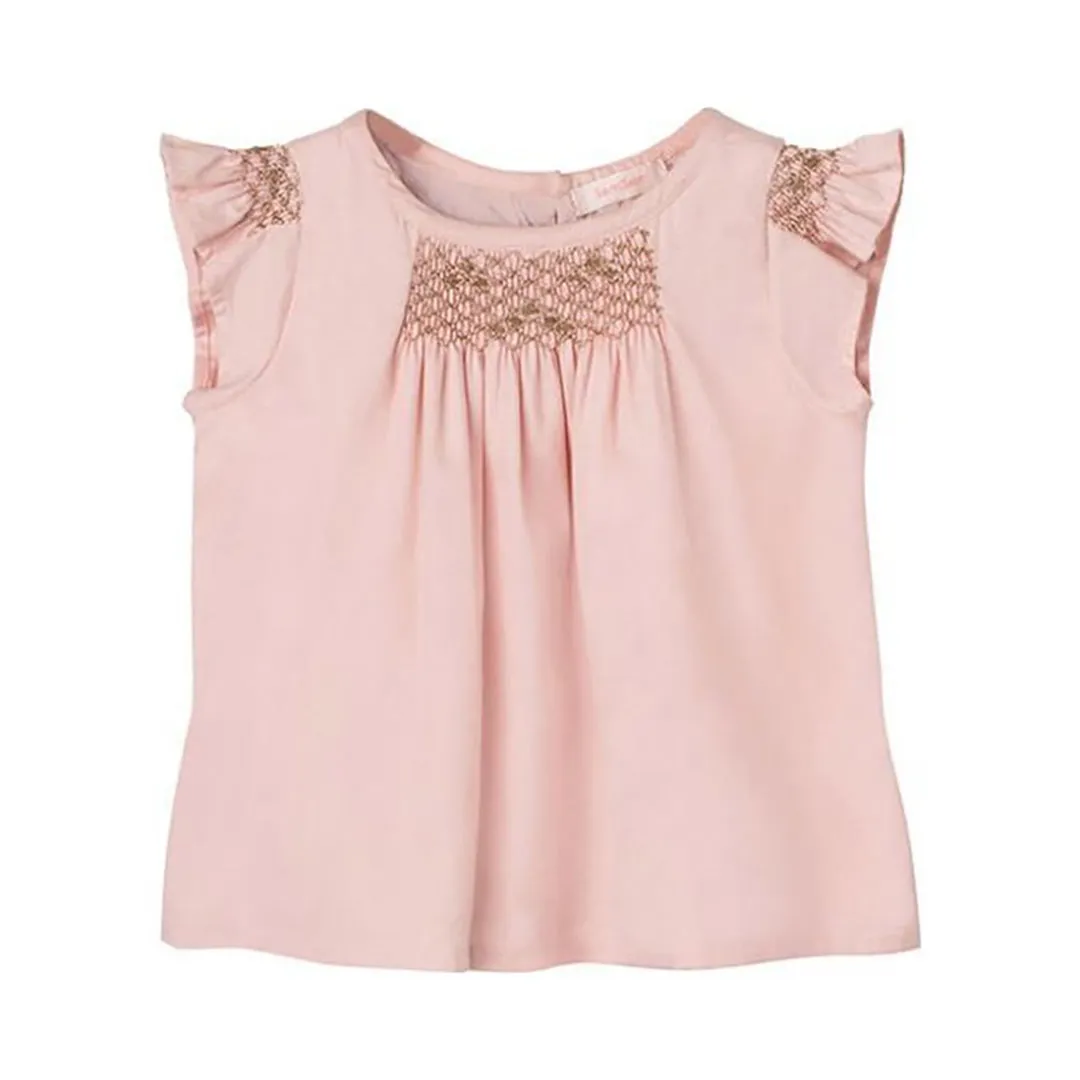 Girls Hana Smocked Top - Pale Blush