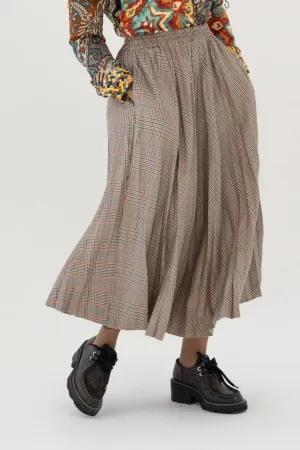 Glen Check Long Pleated Skirt