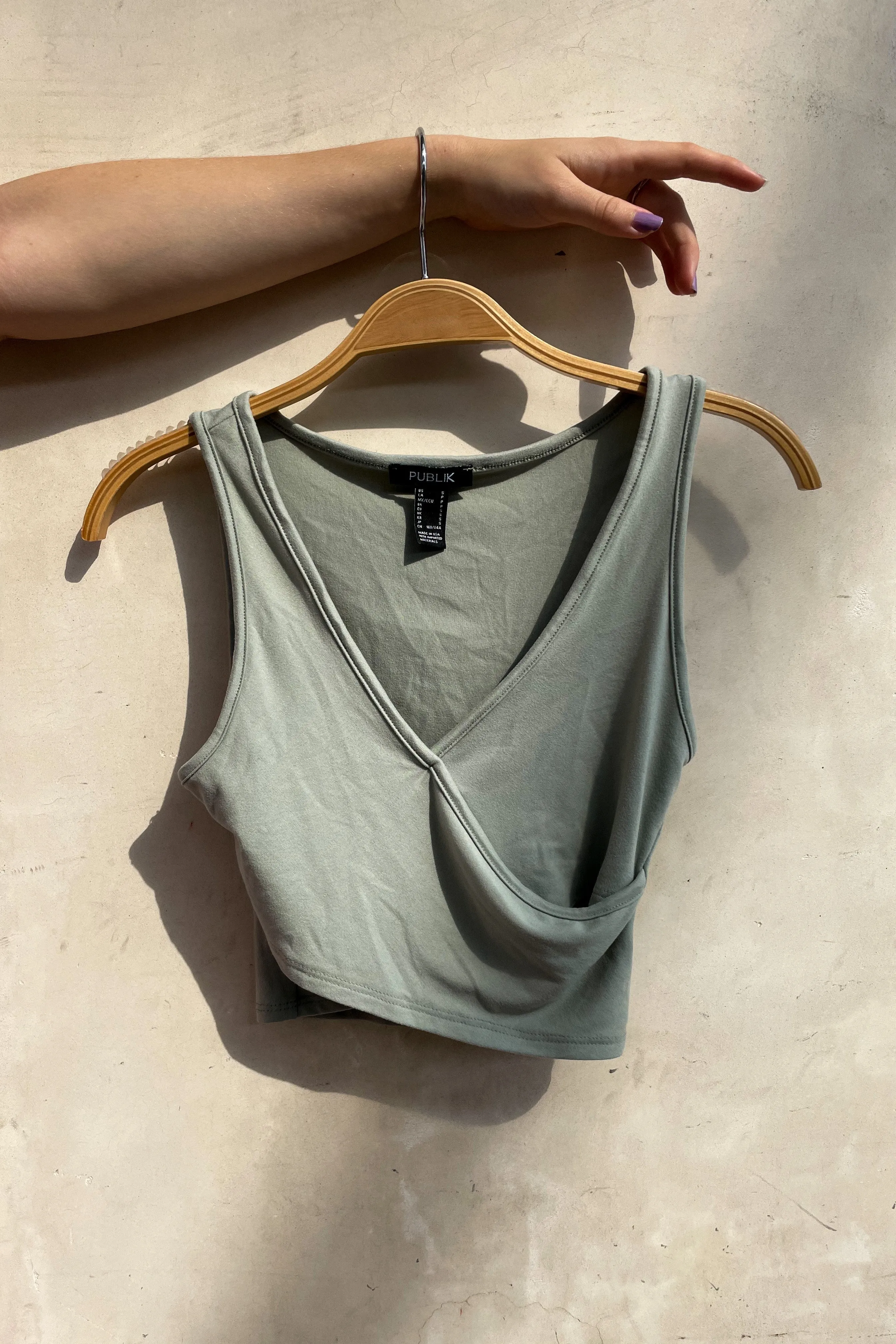 Grace Crossover Crop Top - Sage