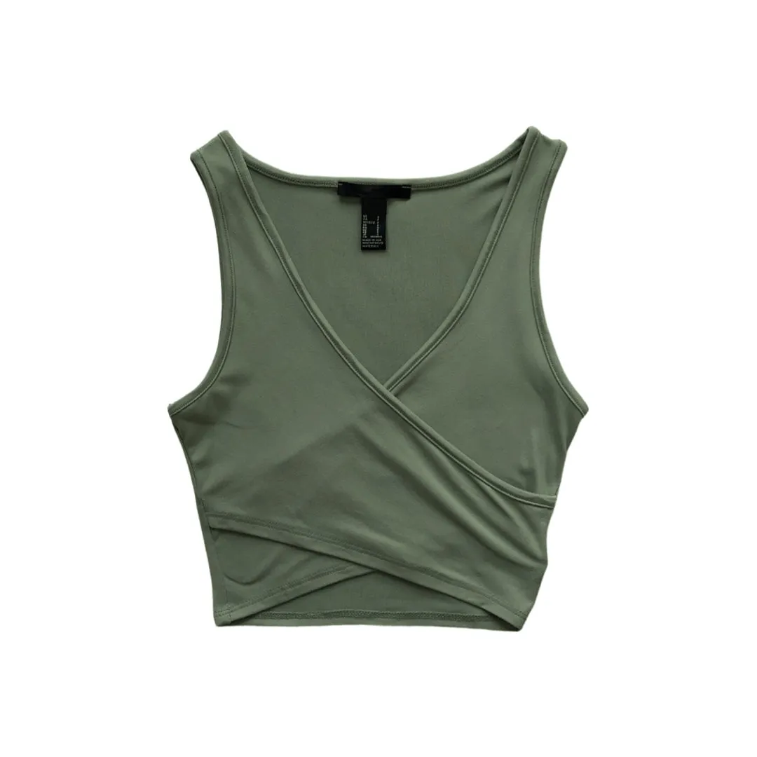 Grace Crossover Crop Top - Sage