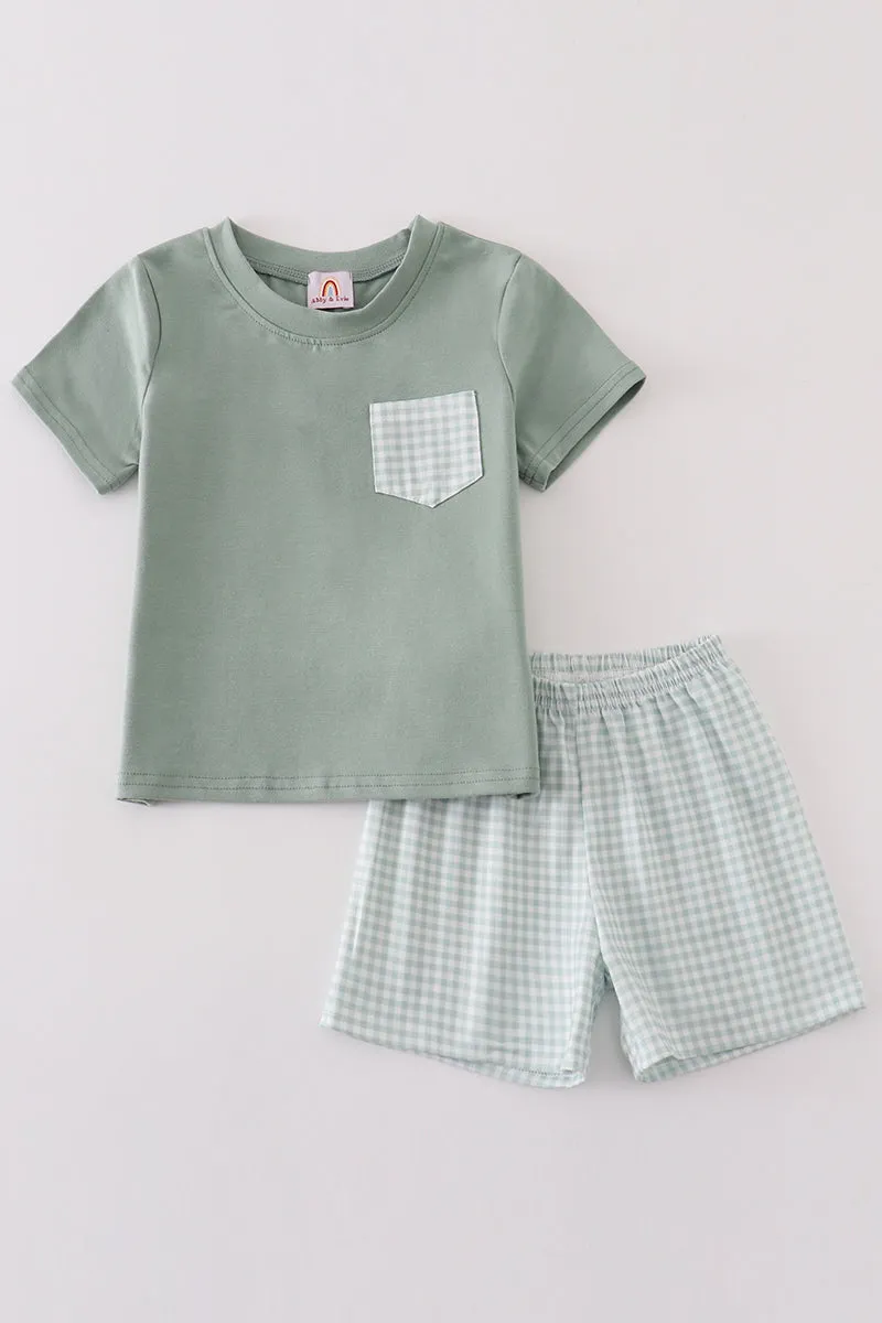 Green Gingham Boy Set