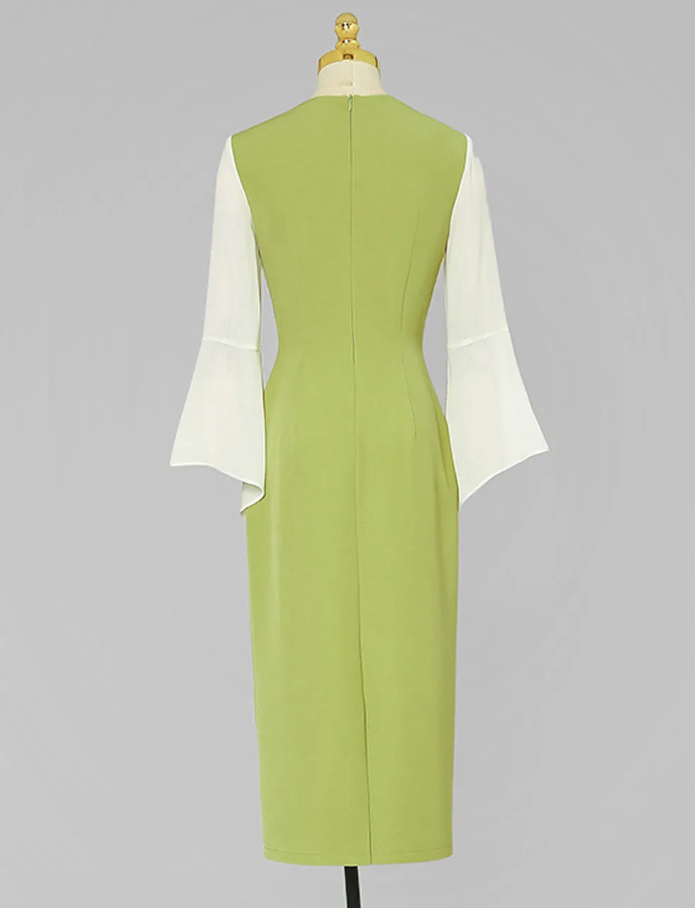 Green Square Collar Cape Sleeve Flower 1940S Vintage Dress