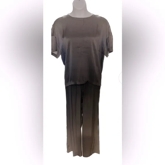 GREY Silk Ombré Lounge SET. Top &amp; Pant  LARGE ONLY Badgley Mischka