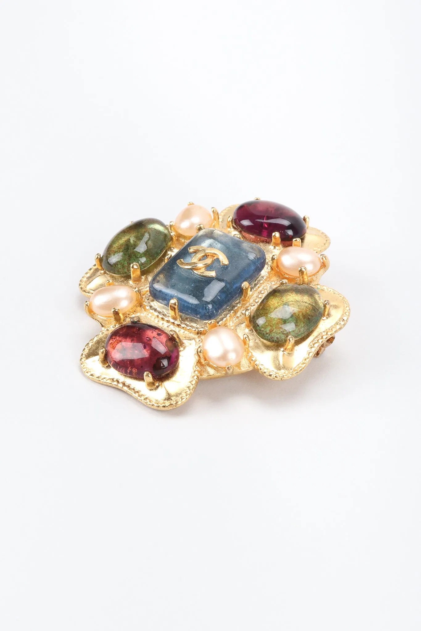 Gripoix Clover CC Brooch