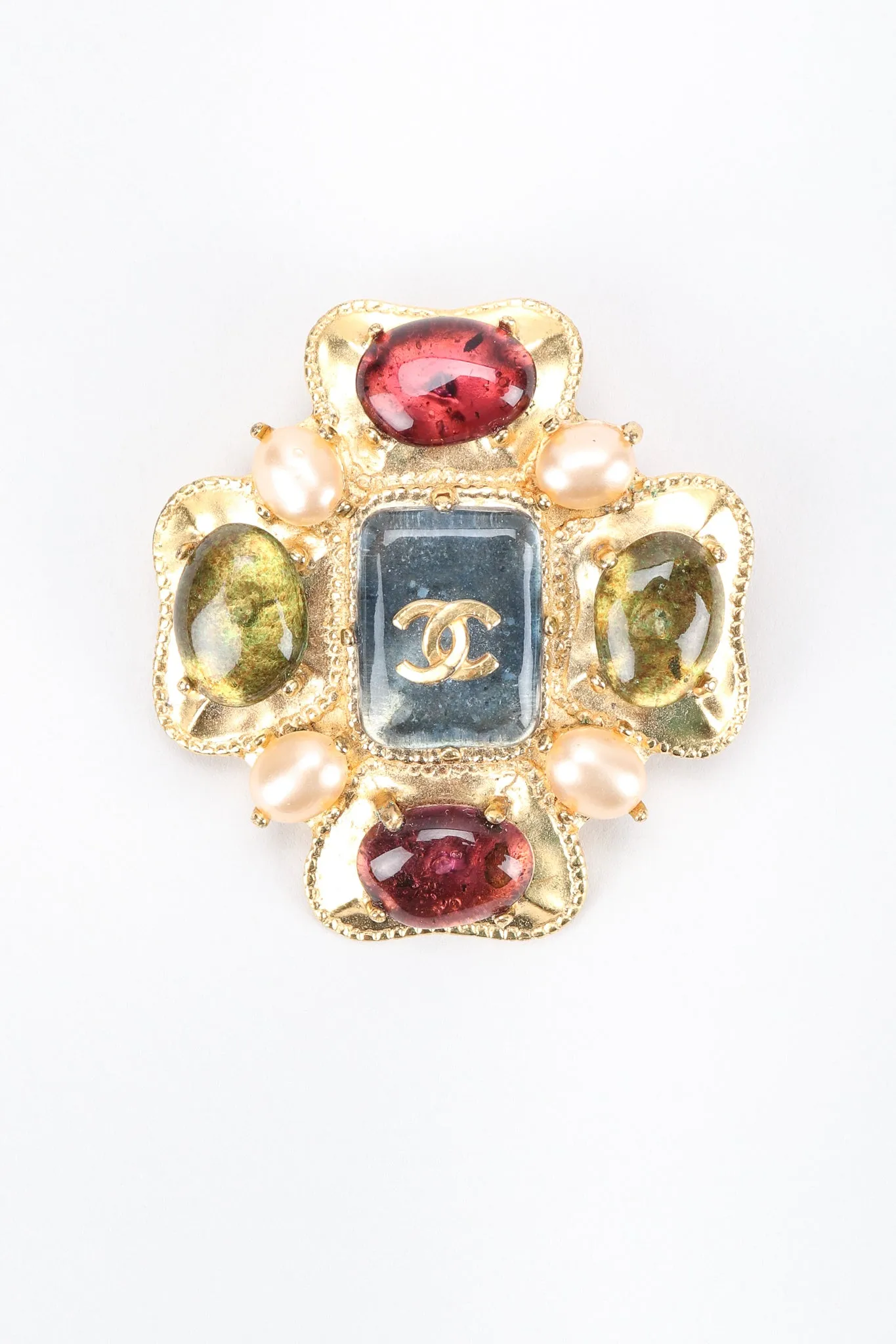 Gripoix Clover CC Brooch