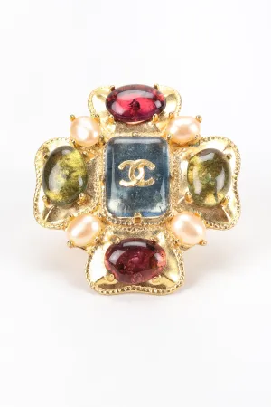 Gripoix Clover CC Brooch