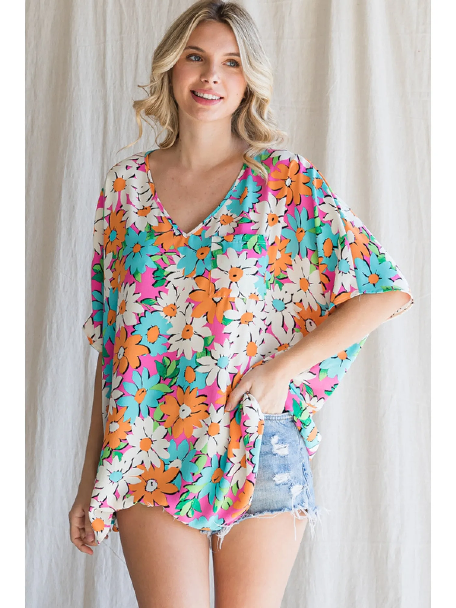 Groovy V Neck Dolman Blouse