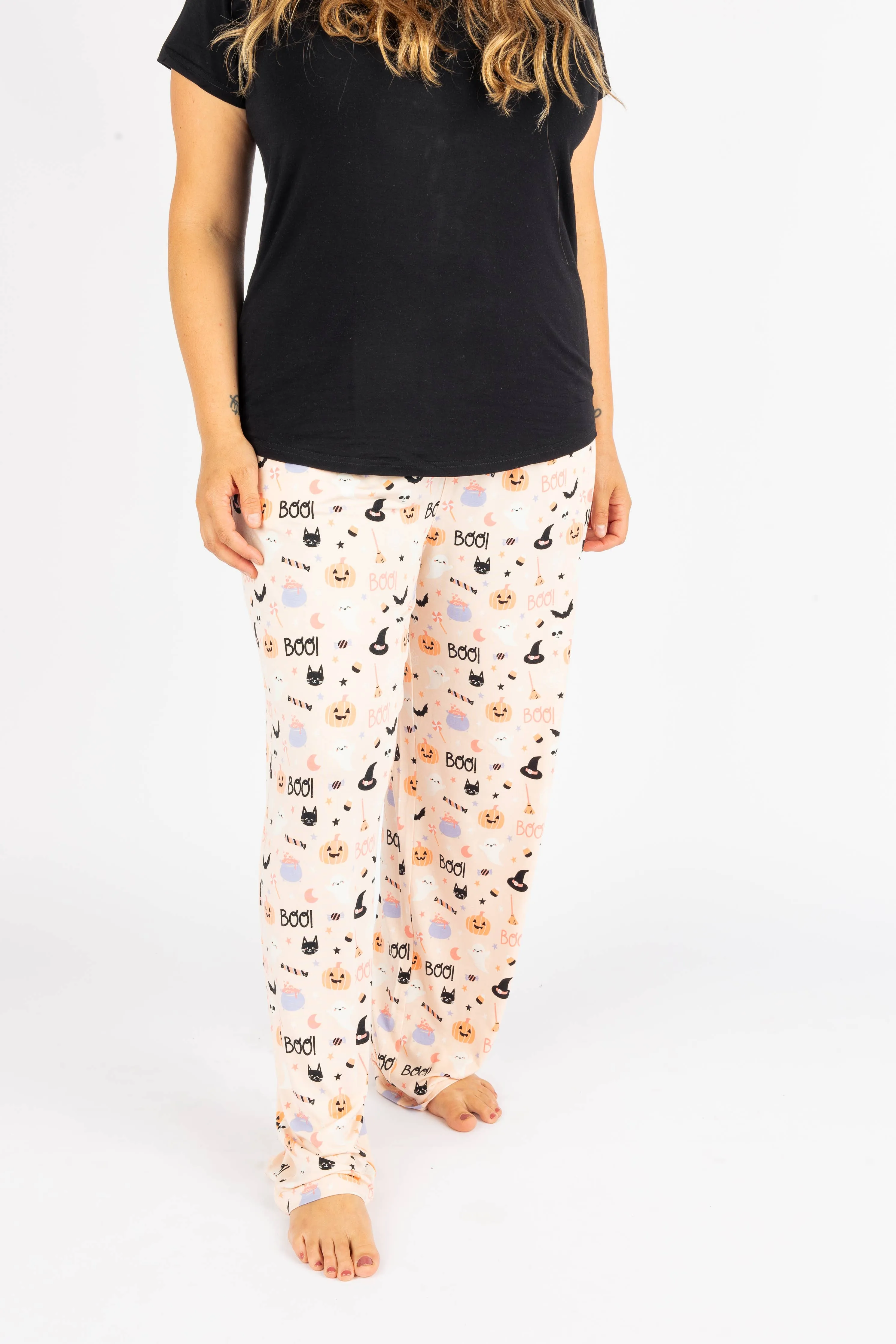 Halloween Sweet and Spooky Glow in the Dark Pajamas Bamboo Adult Sleep Pants: 2X