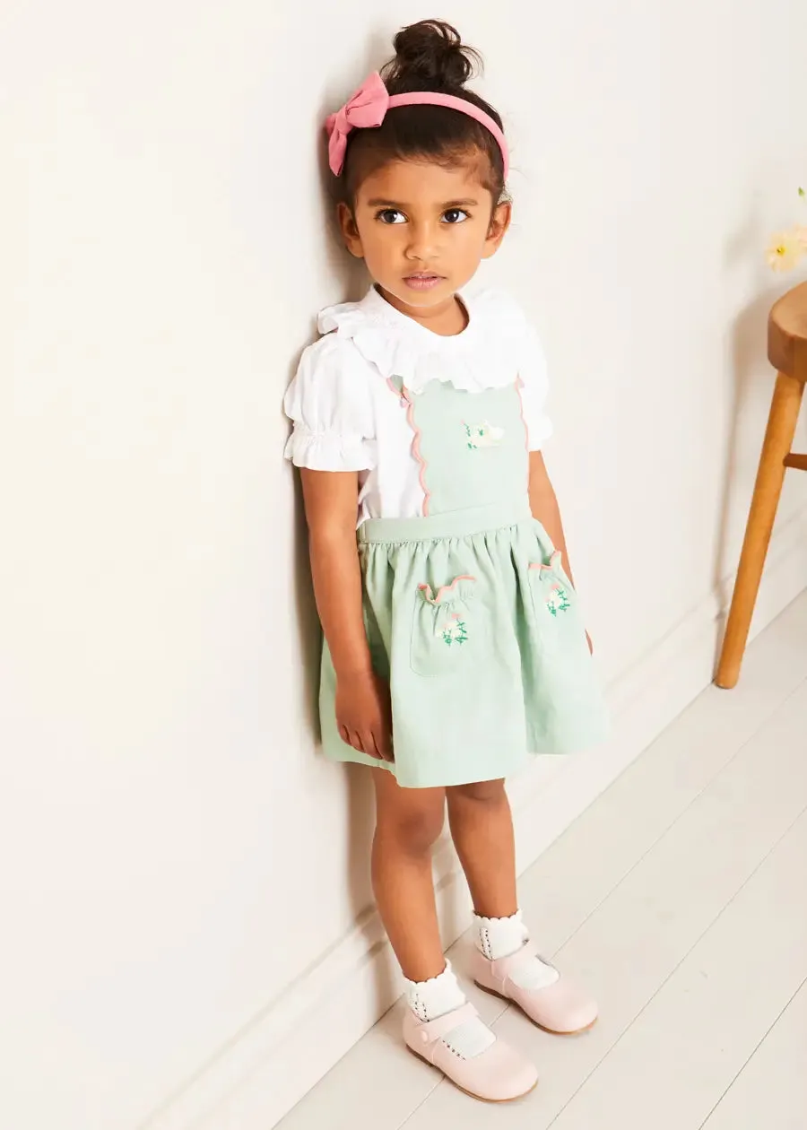Hand Smocked Collar Short Sleeve Blouse in White (18mths-6yrs)