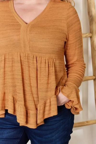 Hazel Blues® |  Hailey & Co V-Neck Flounce Sleeve Blouse