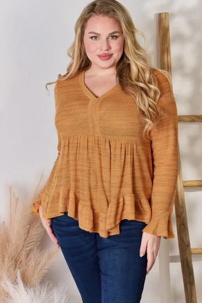 Hazel Blues® |  Hailey & Co V-Neck Flounce Sleeve Blouse