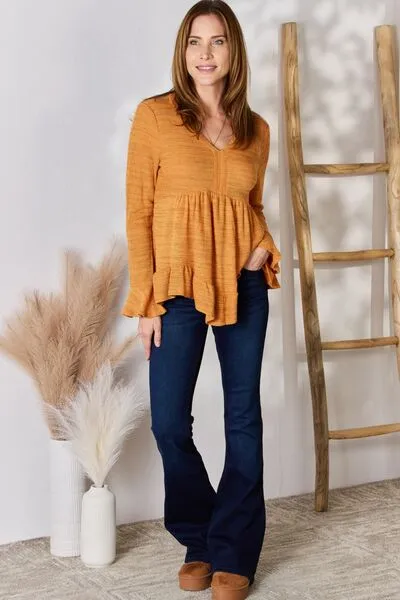 Hazel Blues® |  Hailey & Co V-Neck Flounce Sleeve Blouse