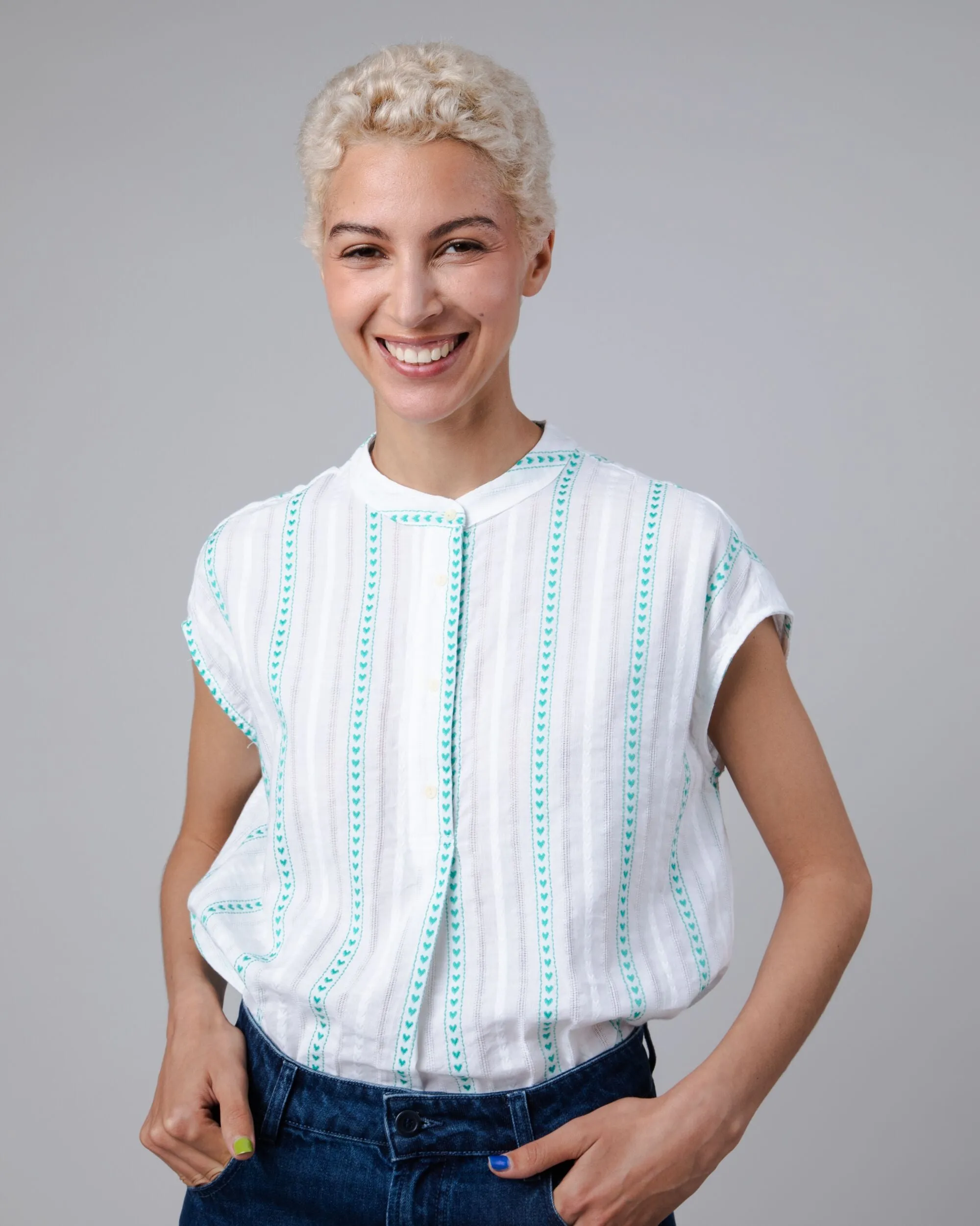 Heart Mao Blouse White