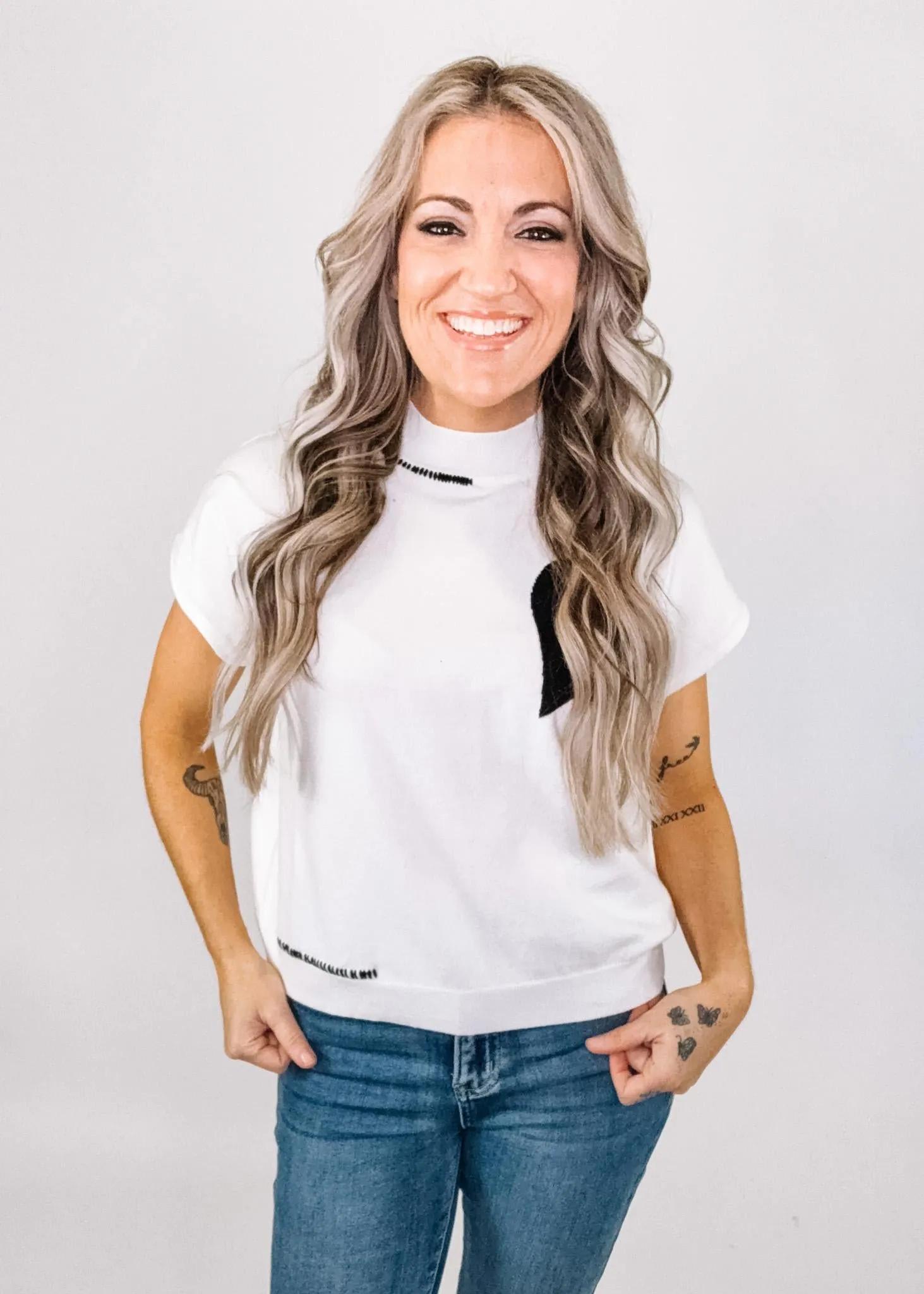Heart Stitch Sweater Top