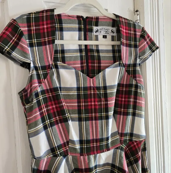 Hell Bunny Vixen | Plaid Sweetheart Neckline Fit n' Flare Midi Dress Size Small