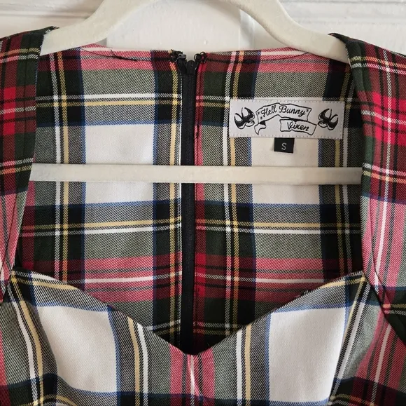 Hell Bunny Vixen | Plaid Sweetheart Neckline Fit n' Flare Midi Dress Size Small