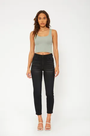 High-rise black denim pants