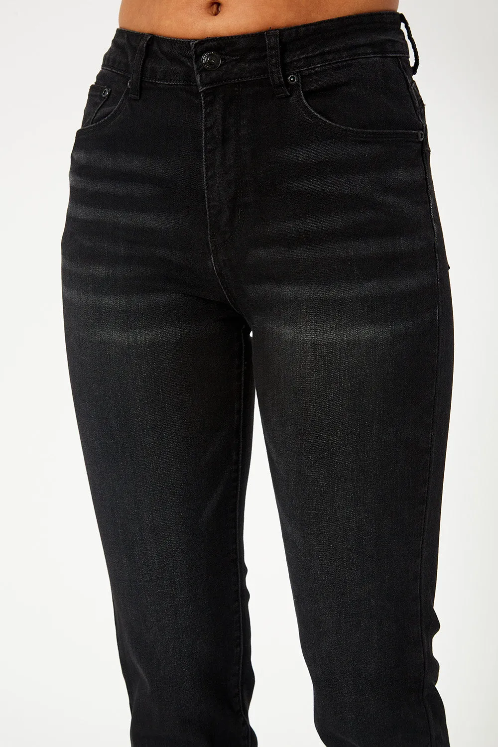 High-rise black denim pants