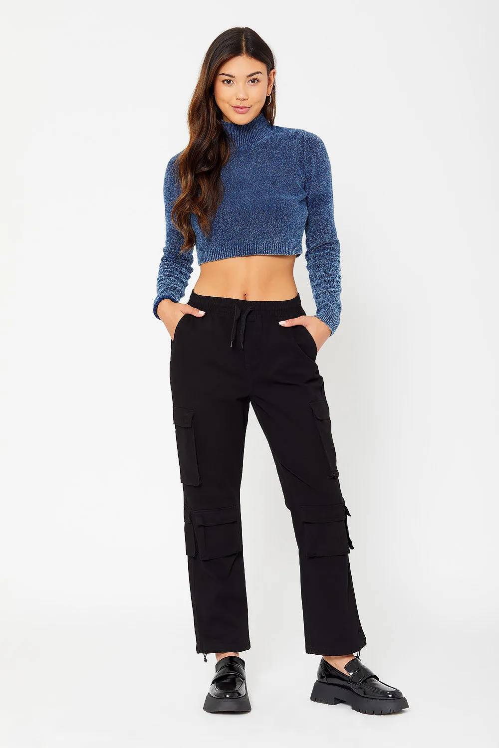 High-rise cargo utility pants