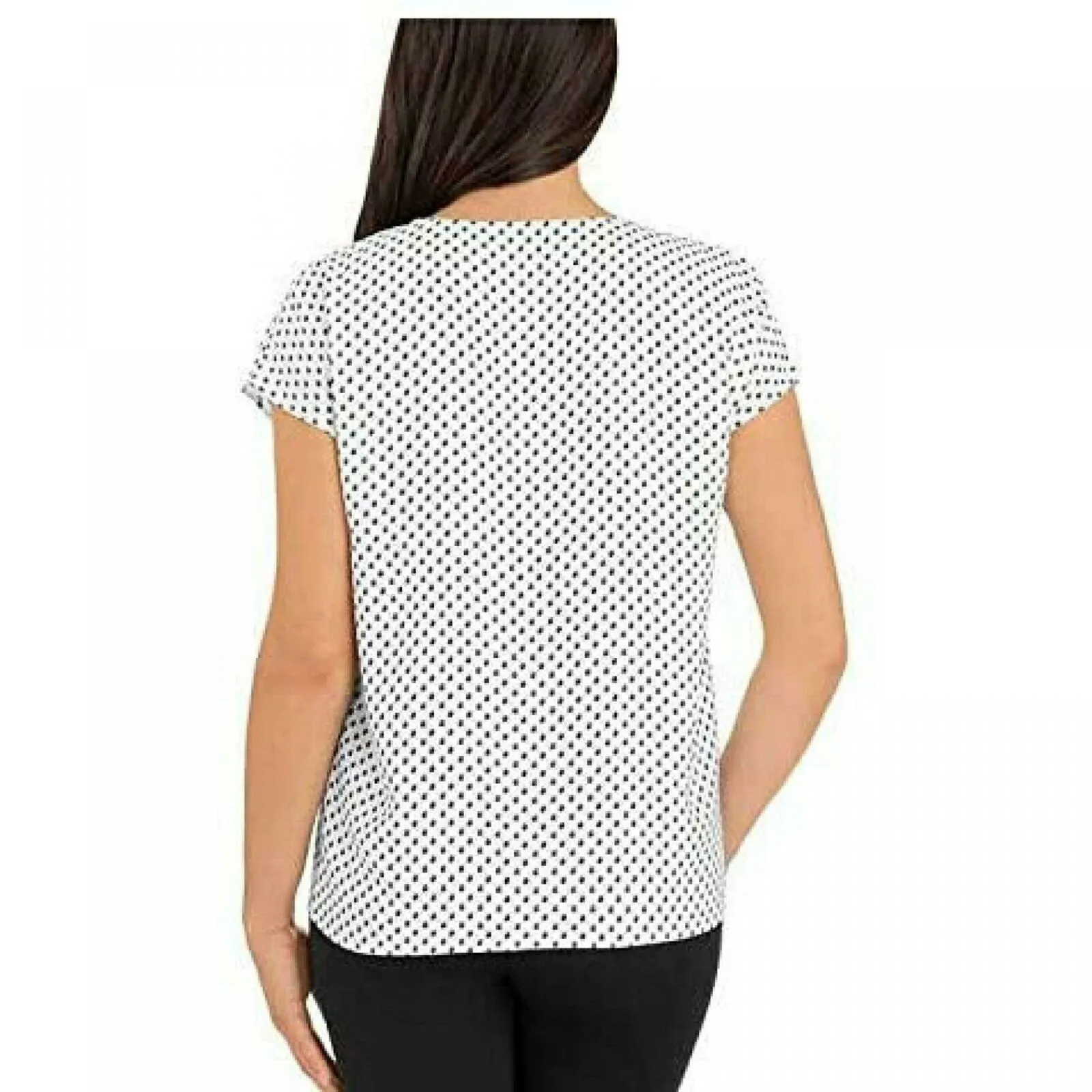 Hilary Radley Women's Short Sleeve Wrinkle Resistant Popover Blouse