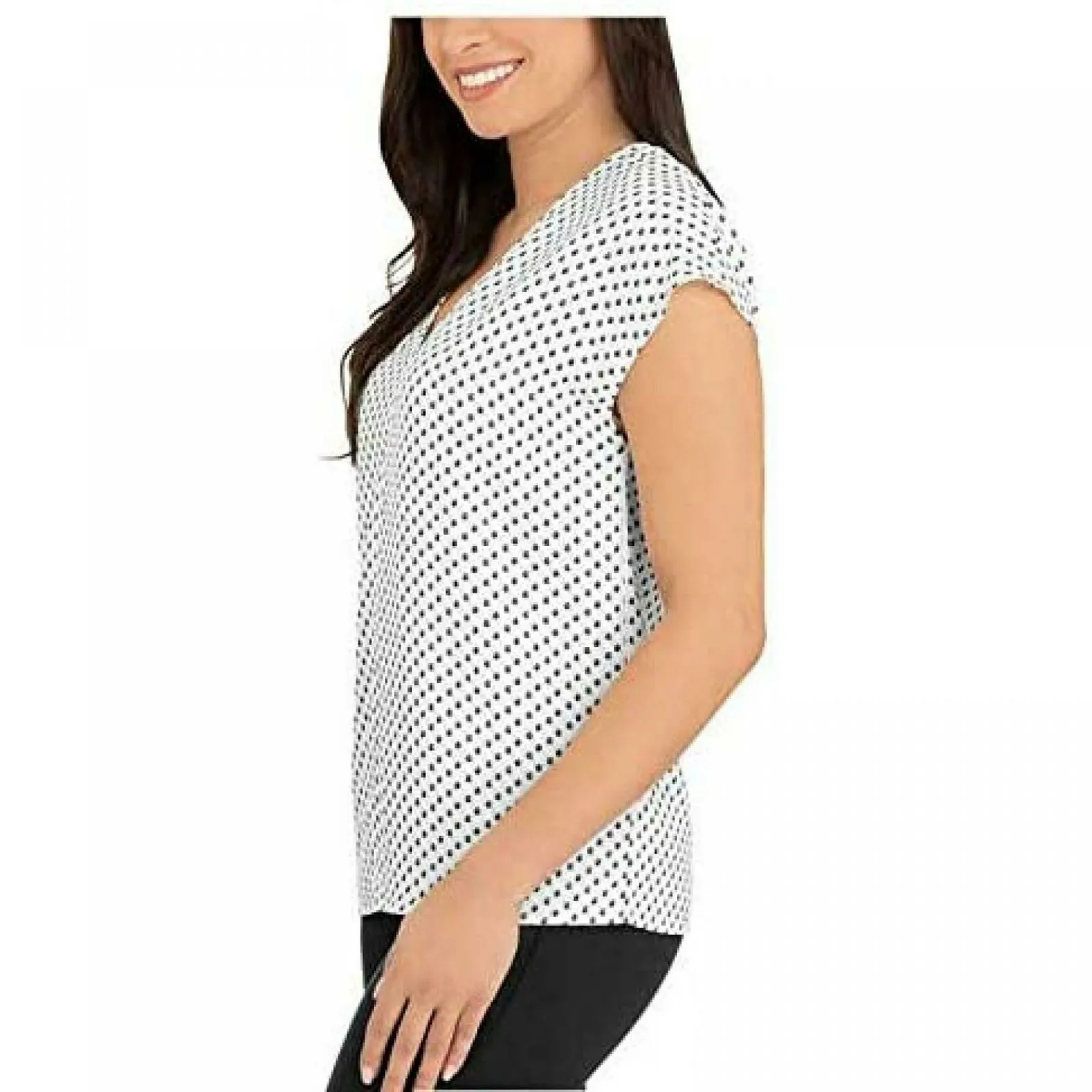 Hilary Radley Women's Short Sleeve Wrinkle Resistant Popover Blouse