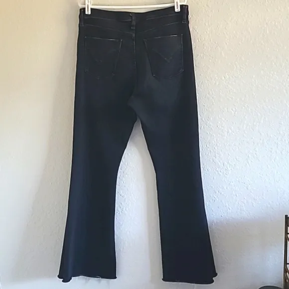 Hudson Holly Hi Rise Flare Jeans. Size 34. Black Raw Hem. Like New.
