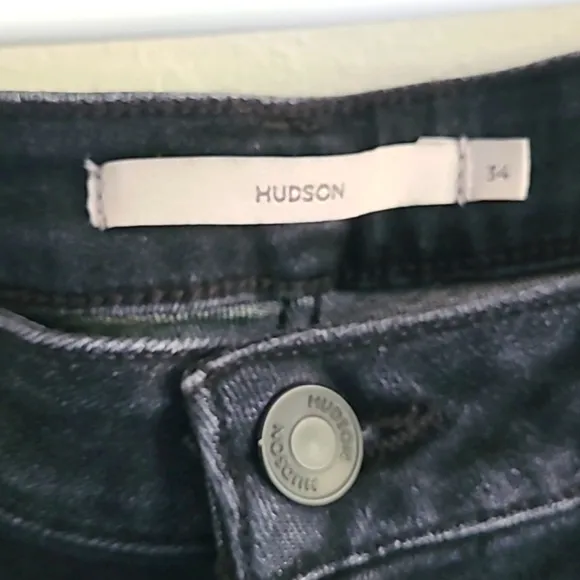 Hudson Holly Hi Rise Flare Jeans. Size 34. Black Raw Hem. Like New.