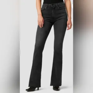 Hudson Holly Hi Rise Flare Jeans. Size 34. Black Raw Hem. Like New.