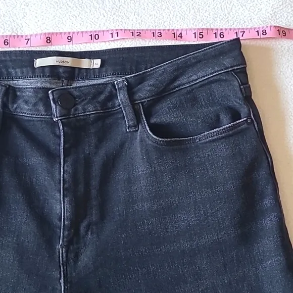Hudson Holly Hi Rise Flare Jeans. Size 34. Black Raw Hem. Like New.
