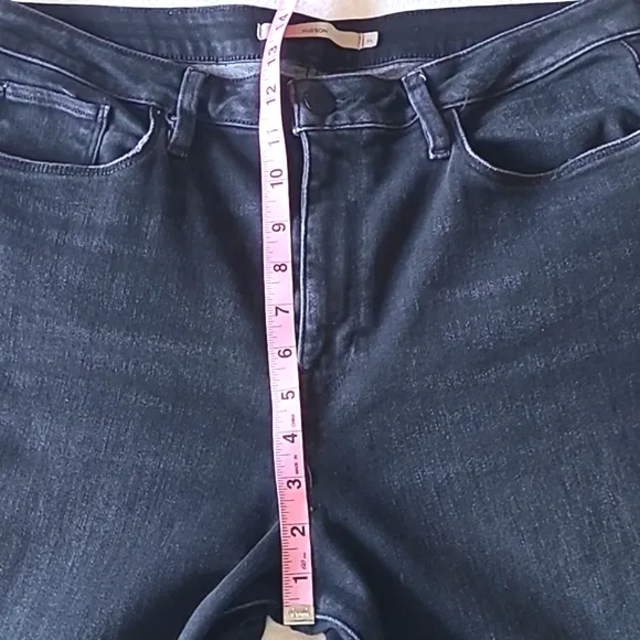 Hudson Holly Hi Rise Flare Jeans. Size 34. Black Raw Hem. Like New.