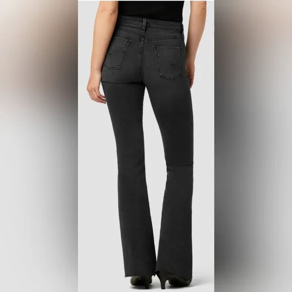 Hudson Holly Hi Rise Flare Jeans. Size 34. Black Raw Hem. Like New.