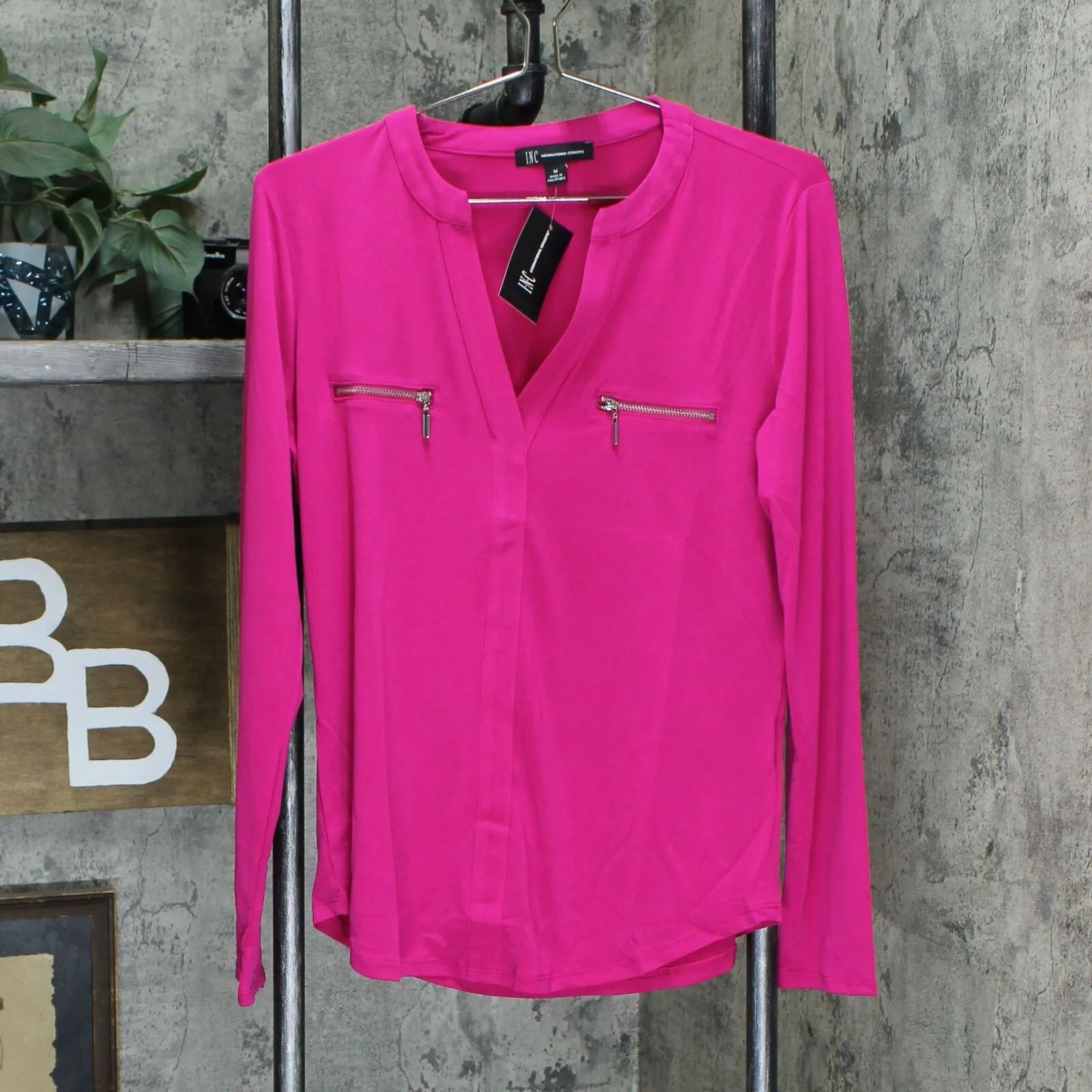 INC International Concepts Women's Zip Pocket Knit Tunic Blouse