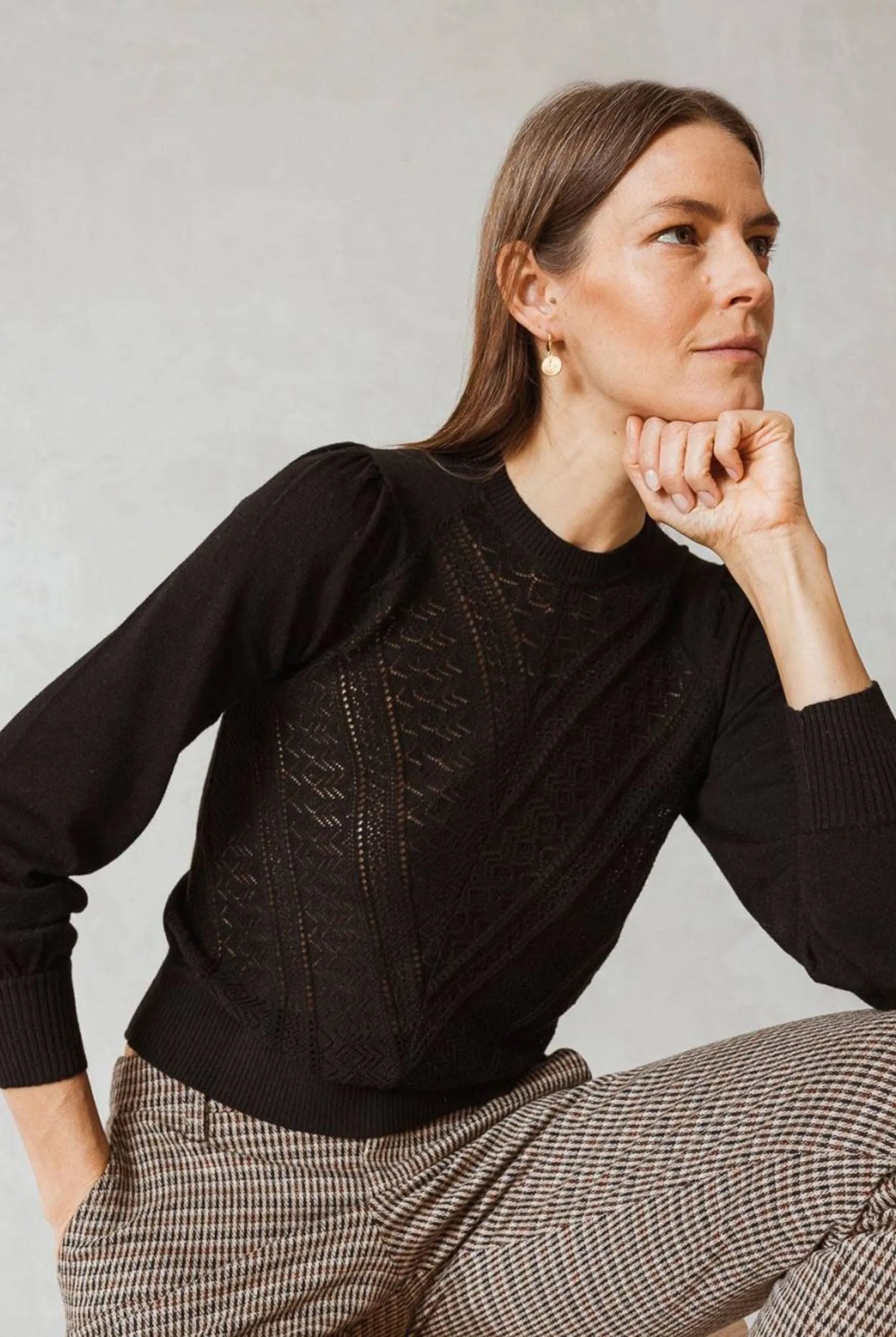 Indi & Cold Fancy Openwork Jumper (Black)