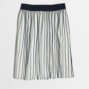 J. Crew Pleated Stripe Skirt Ivory Navy Size 2
