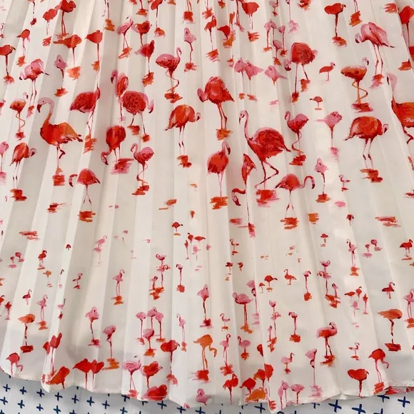 J Crew Pleated Watercolor Flamingo Midi Skirt - Size 00