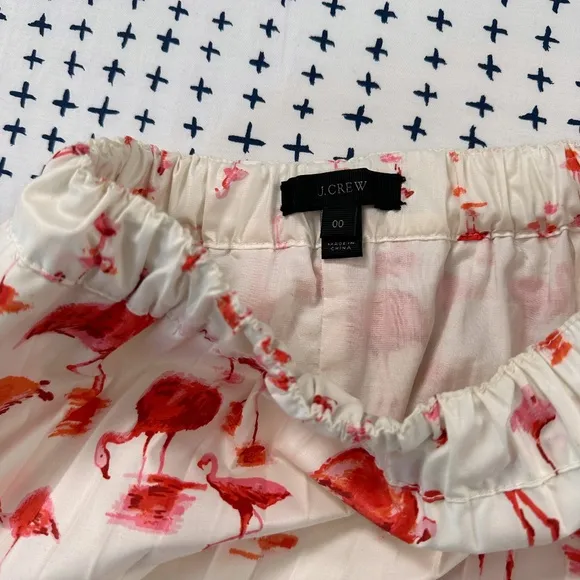 J Crew Pleated Watercolor Flamingo Midi Skirt - Size 00