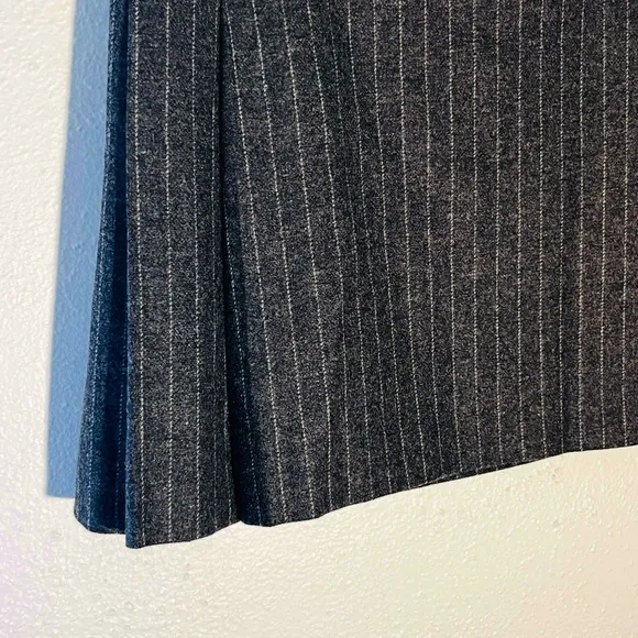 J. Crew Wool Blend Gray Striped Preppy Clueless Y2K Pleated Wrap Skirt
