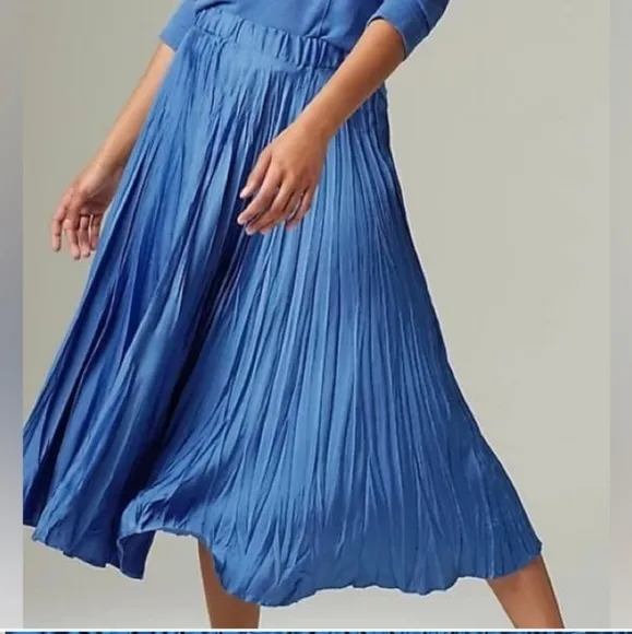 J. Jill blue pleated accordion pull on solstice midi skirt size M